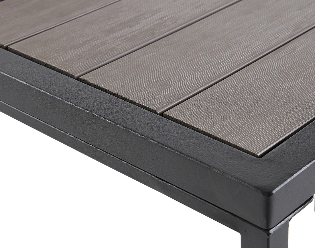 Salon de jardin modulable en acier noir 4 places coussins gris Beyla