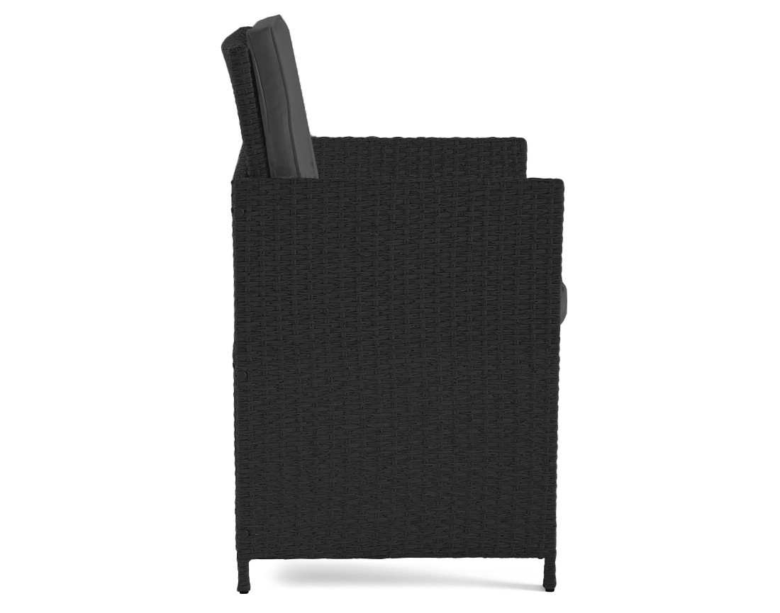 Salon de jardin encastrable en résine tressé noir 14 places coussins gris et housse de protection Cuba