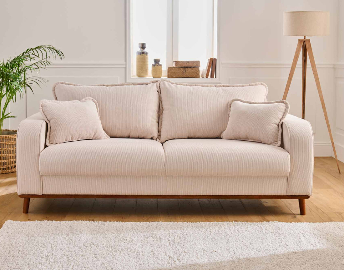 Canapé 3 places en velours côtelé Albane