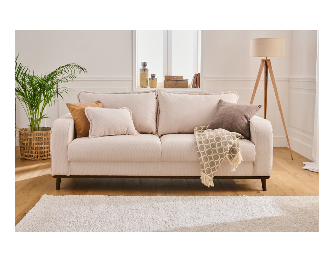 Canapé 3 places en velours côtelé Albane