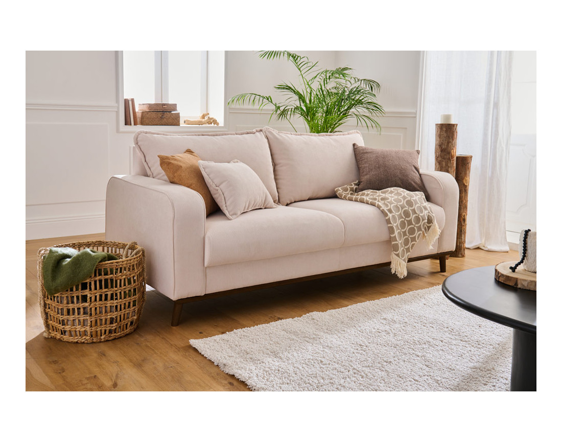 Canapé 3 places en velours côtelé Albane