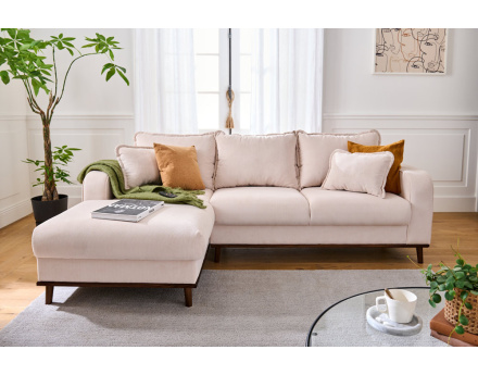 Canapé d'angle gauche 4 places en velours côtelé