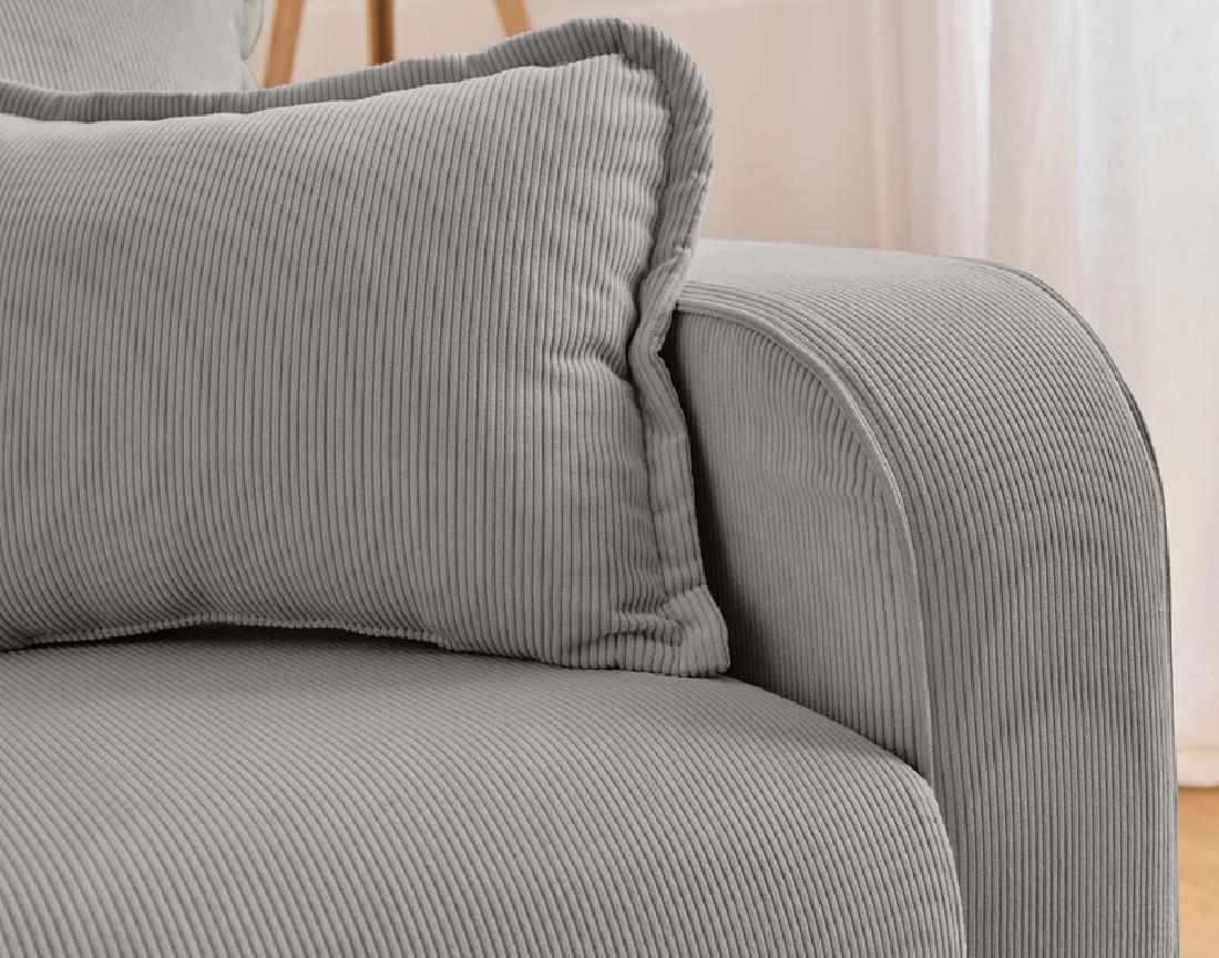 Canapé d'angle gauche 4 places en velours côtelé