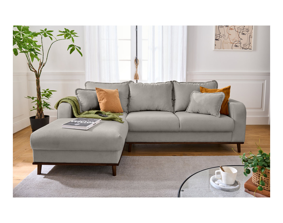 Canapé d'angle gauche 4 places en velours côtelé