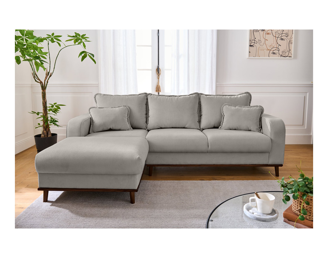 Canapé d'angle gauche 4 places en velours côtelé