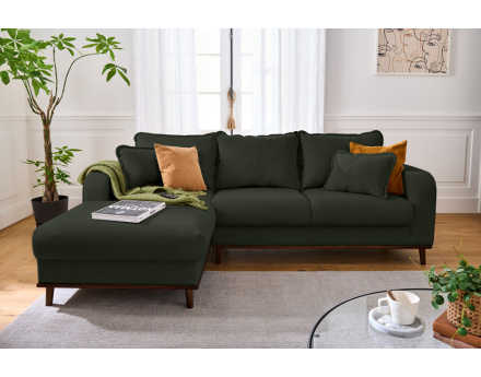 Canapé d'angle gauche 4 places en velours côtelé