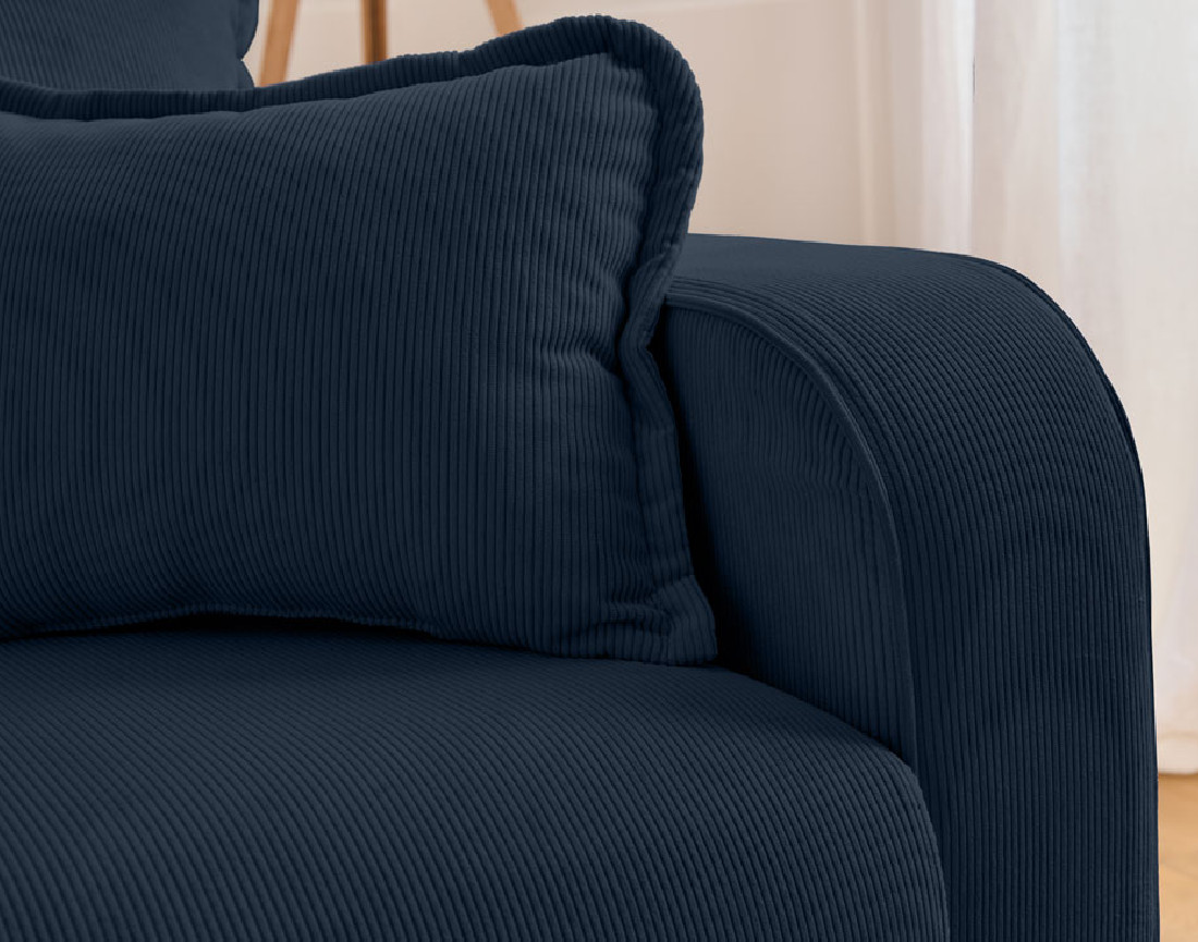 Canapé d'angle gauche 4 places en velours côtelé