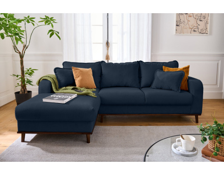 Canapé d'angle gauche 4 places en velours côtelé