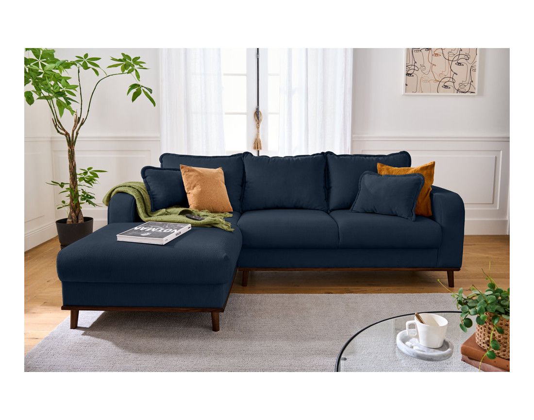 Canapé d'angle gauche 4 places en velours côtelé