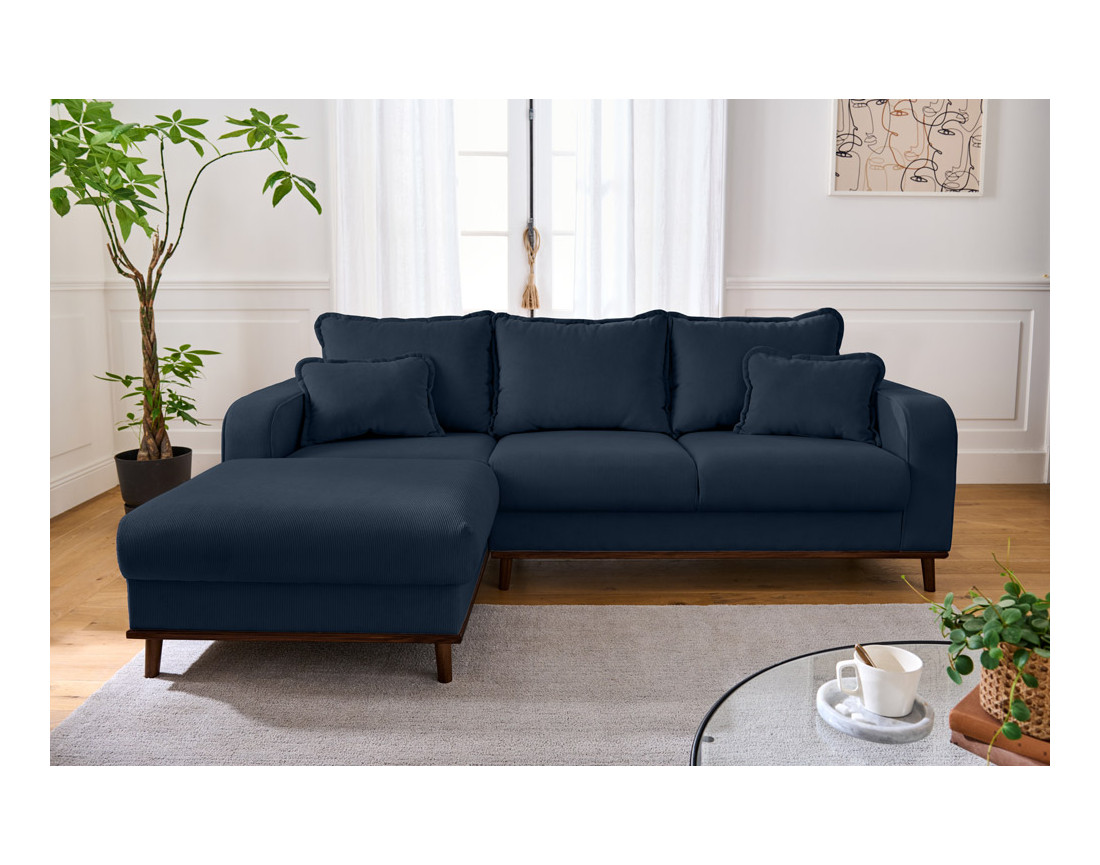 Canapé d'angle gauche 4 places en velours côtelé