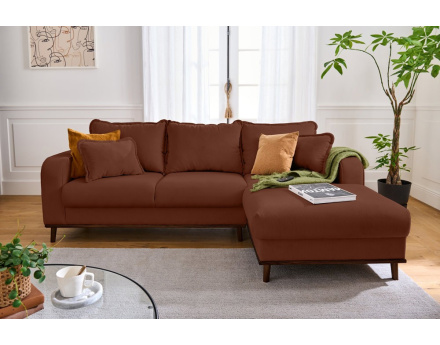 Canapé d'angle droit 4 places en velours côtelé Albane