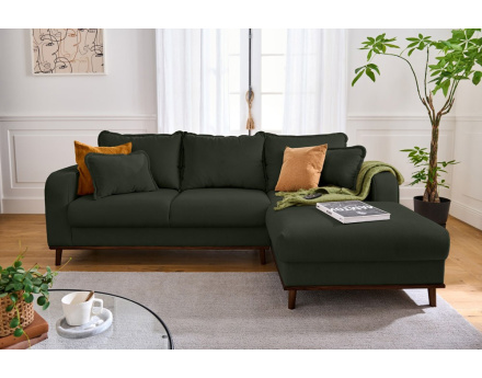 Canapé d'angle droit 4 places en velours côtelé Albane