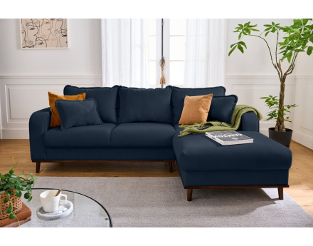 Canapé d'angle droit 4 places en velours côtelé Albane