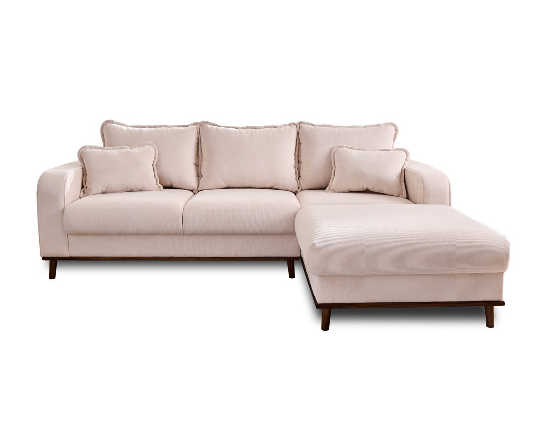Canapé d'angle droit 4 places en velours côtelé Albane