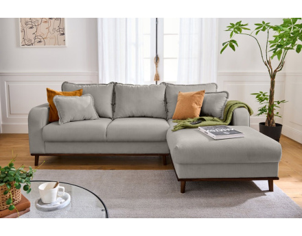 Canapé d'angle droit 4 places en velours côtelé Albane