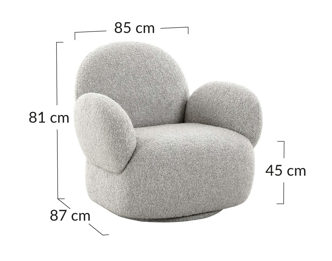 Fauteuil pivotant en tissu bouclette Javier