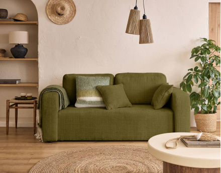 Canapé droit 2 places en velours texturé Miro