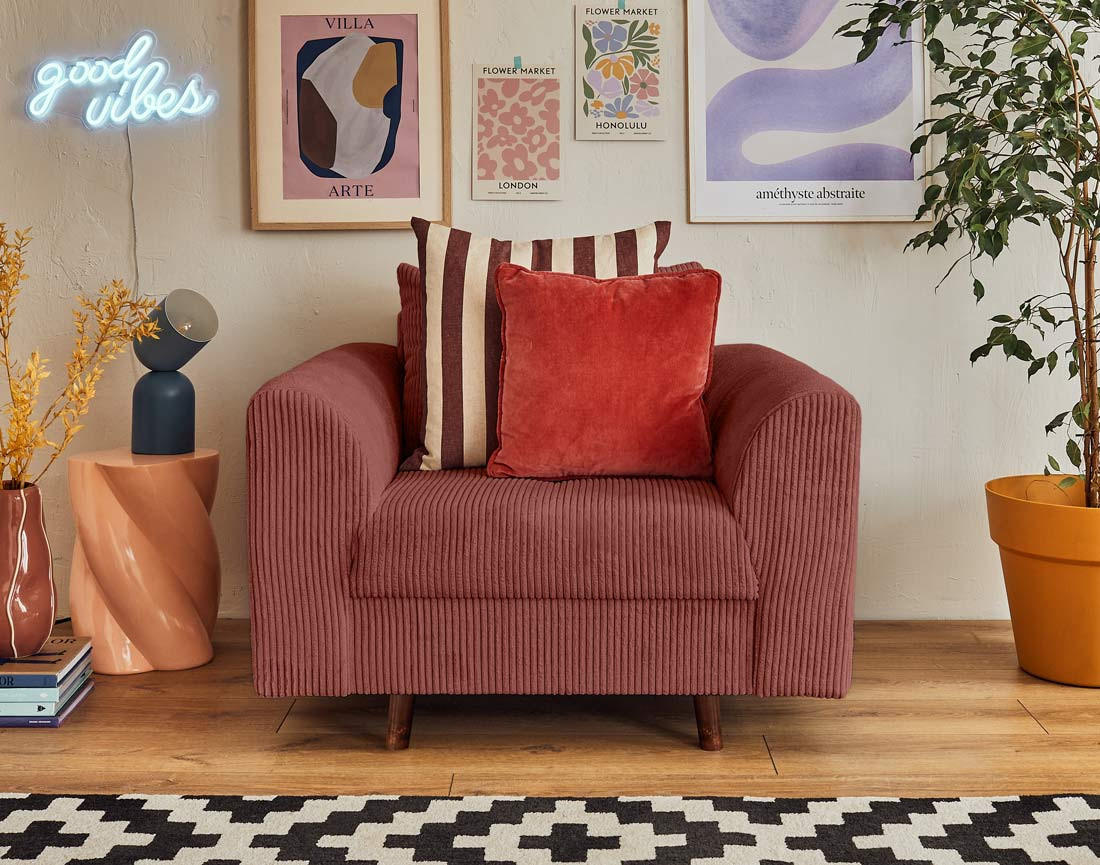 Fauteuil en velours côtelé Rune