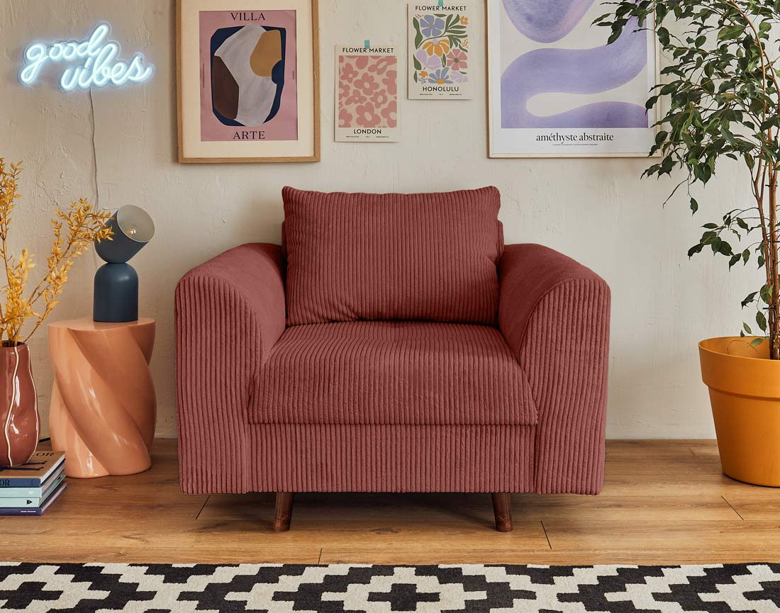 Fauteuil en velours côtelé Rune