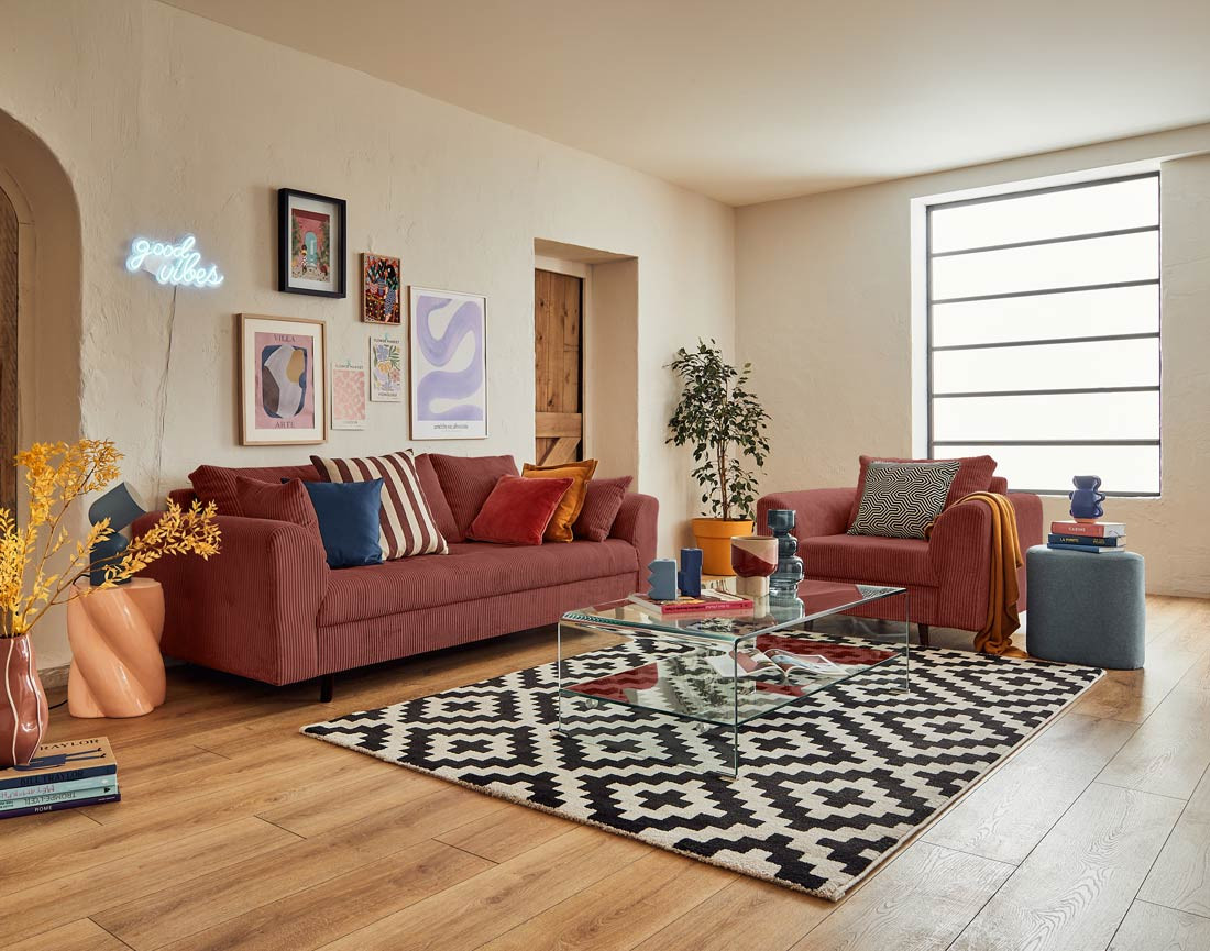 Fauteuil en velours côtelé Rune