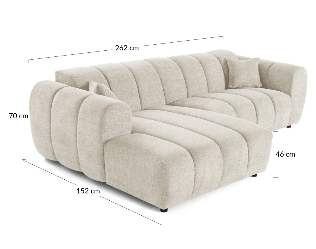 Canapé d'angle gauche 4 places en tissu texturé Curtis