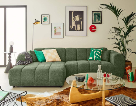 Canapé d'angle gauche 4 places en tissu texturé Curtis