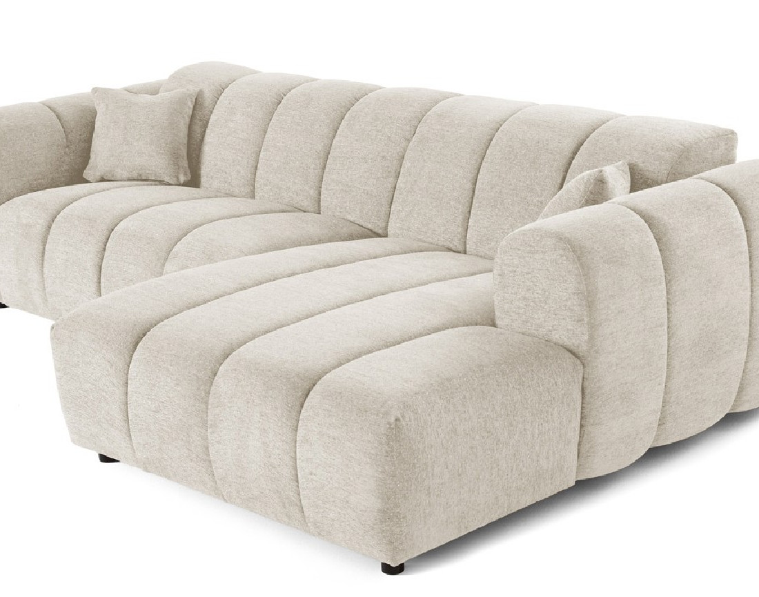 Canapé d'angle droit 4 places en tissu texturé Curtis