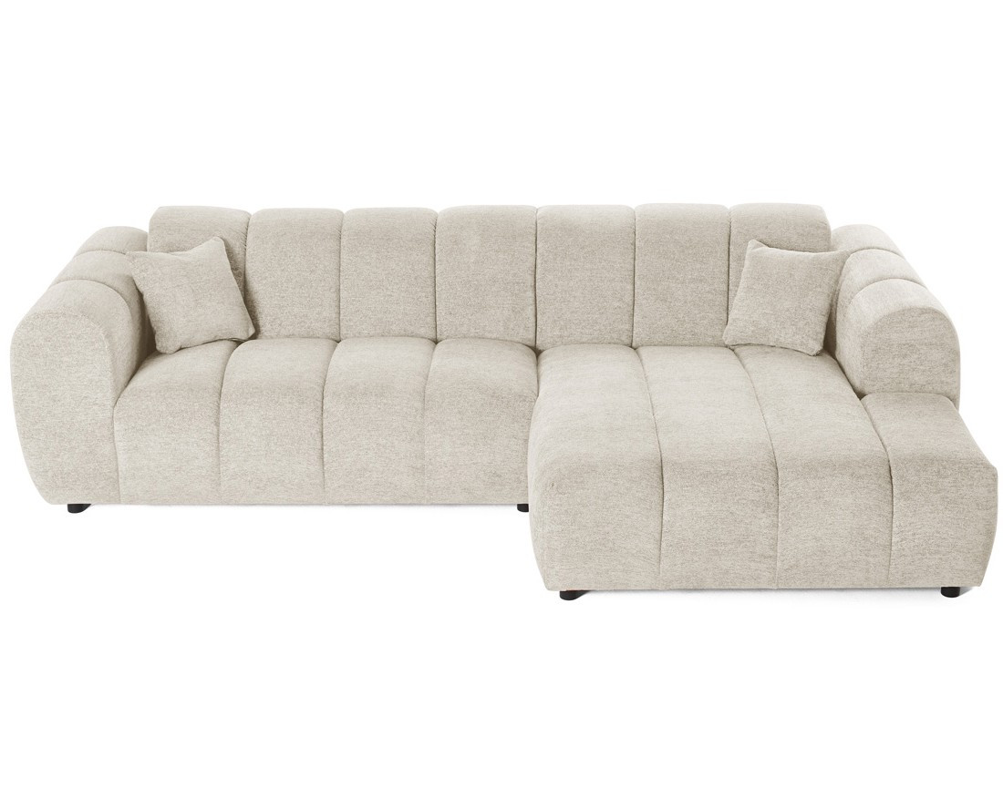 Canapé d'angle droit 4 places en tissu texturé Curtis