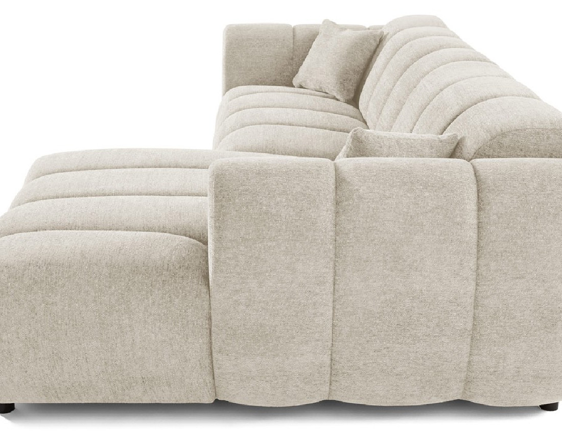 Canapé d'angle droit 4 places en tissu texturé Curtis